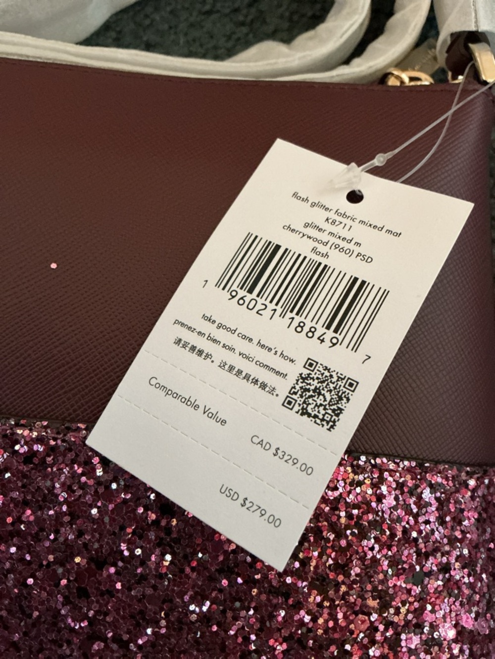 Kate Spade NWT Glitter Flash Burgundy Crossbody Bag - Picture 6 of 13